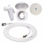 Duschhållare för montering på akterspegel. Vit