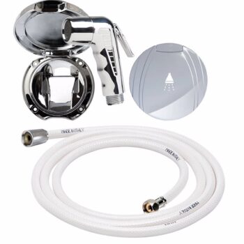 Duschhållare för montering på akterspegel. Helkromat